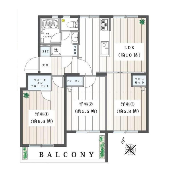 東急ドエル宮前平サニーヒルＡ棟の間取り図