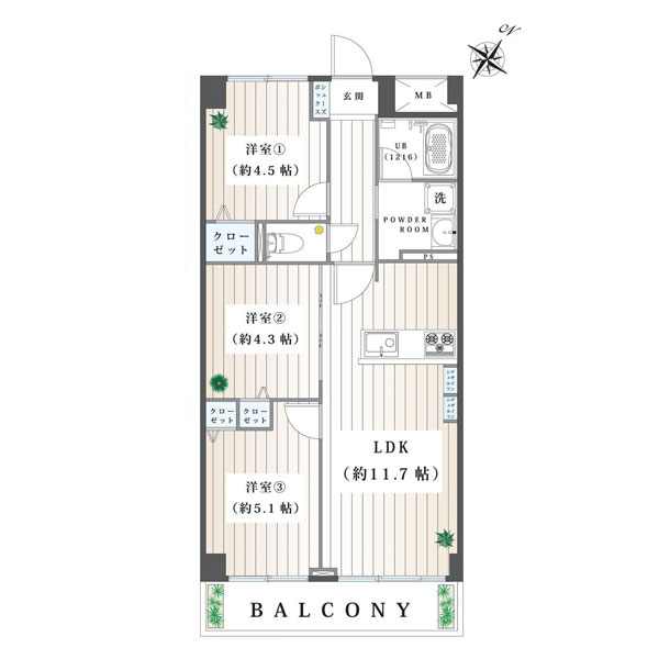 岡上住宅２号棟の間取り図