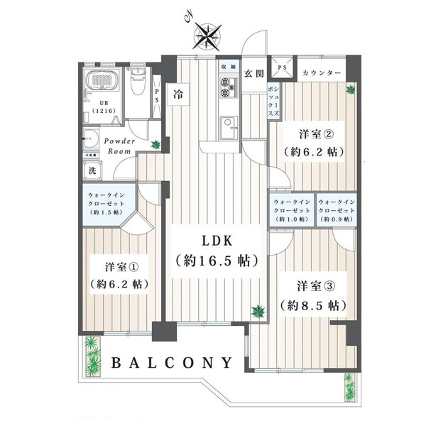 野庭団地６０４ー１号棟の間取り図