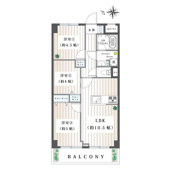 ライオンズマンション磯子第５の間取り図