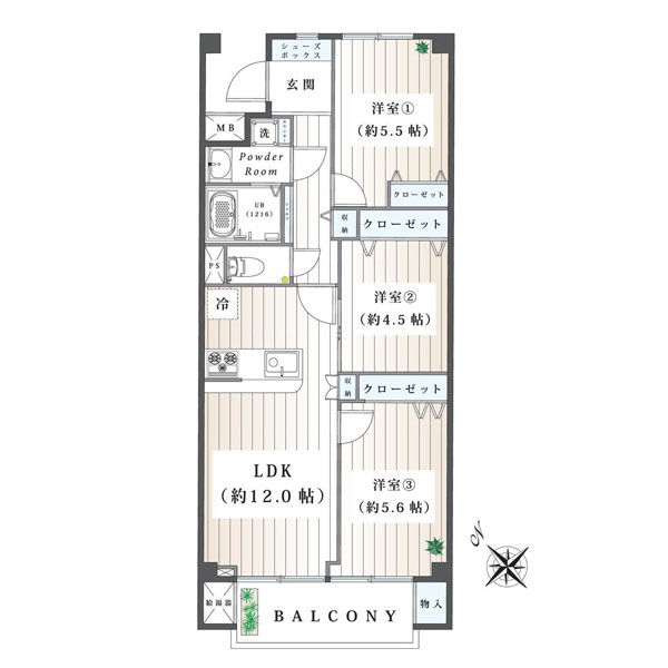狛江ハイタウン２号棟の間取り図
